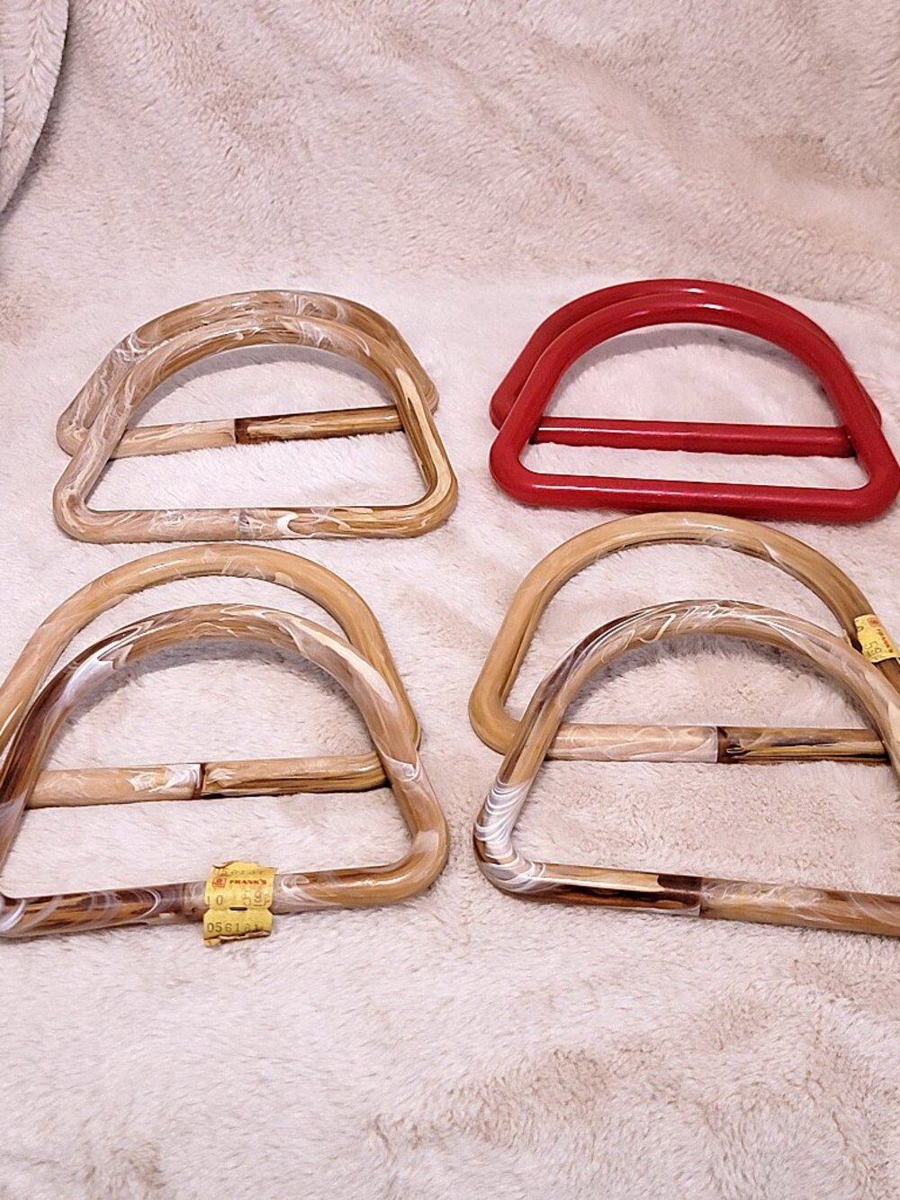 Lot of 4 Vintage 1980s 6" x 4" Plastic Purse Handbag Handles D-Shaped - NEW -